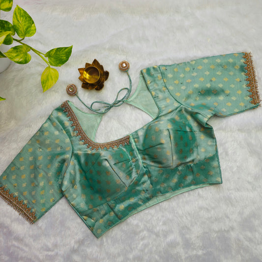 Blue Tissue Handwork Blouse