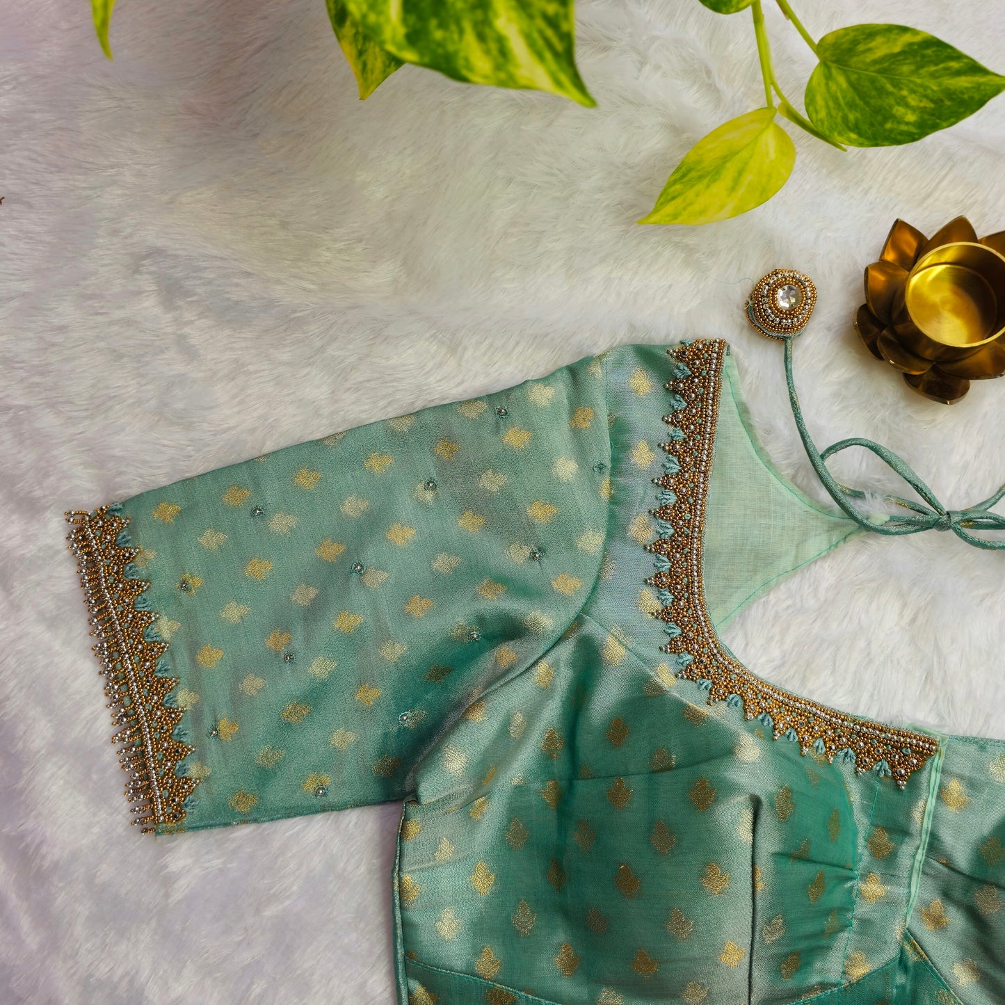 Blue Tissue Handwork Blouse