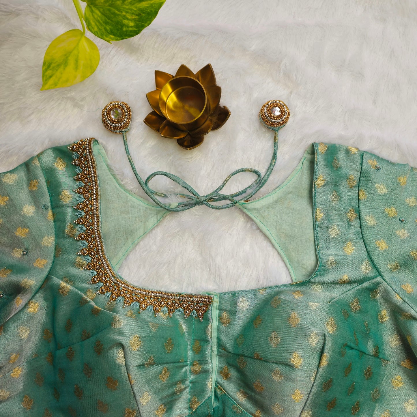 Blue Tissue Handwork Blouse