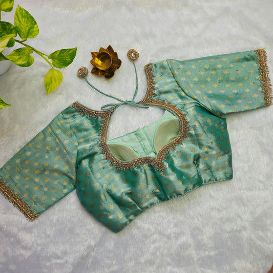 Blue Tissue Handwork Blouse