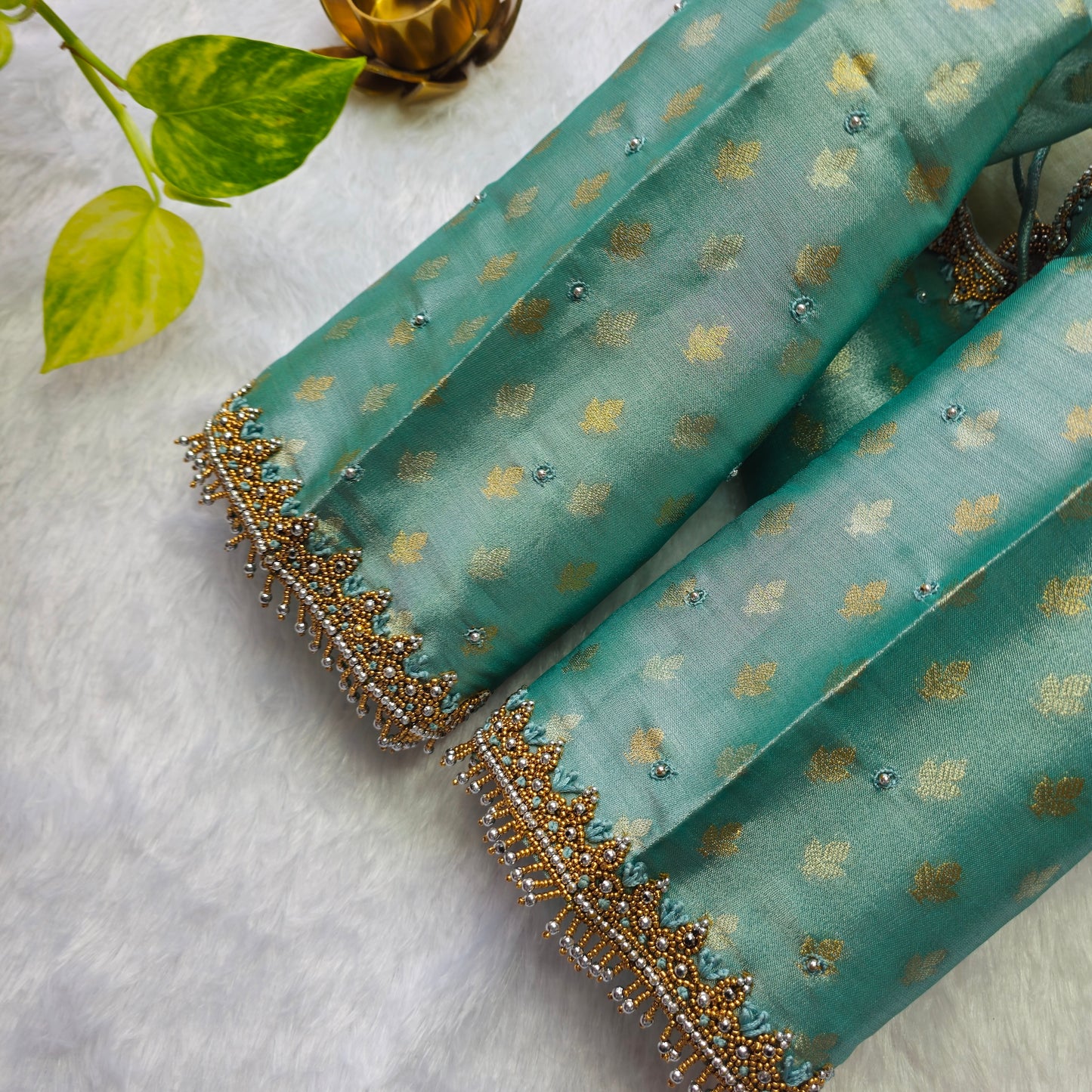Blue Tissue Handwork Blouse