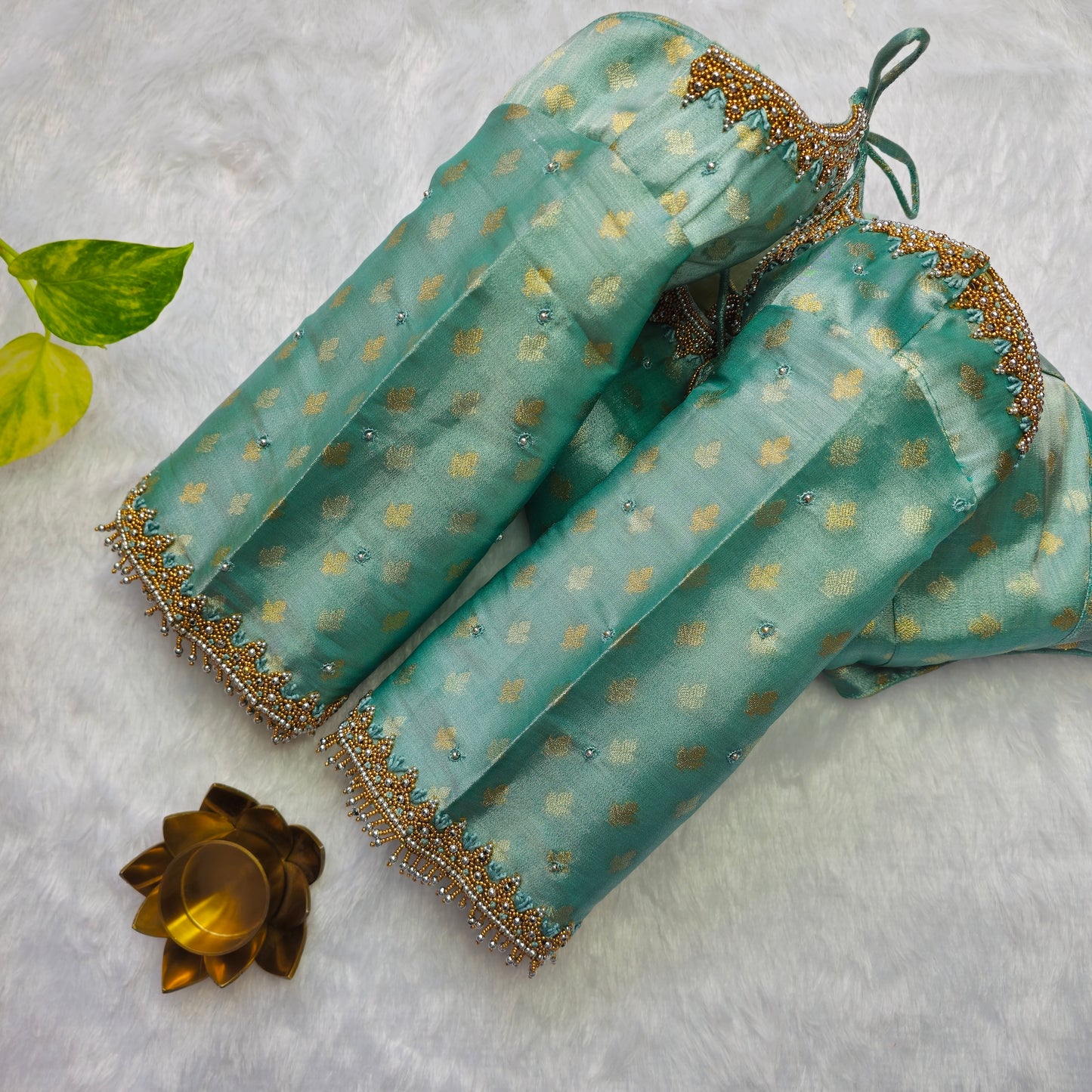 Blue Tissue Handwork Blouse