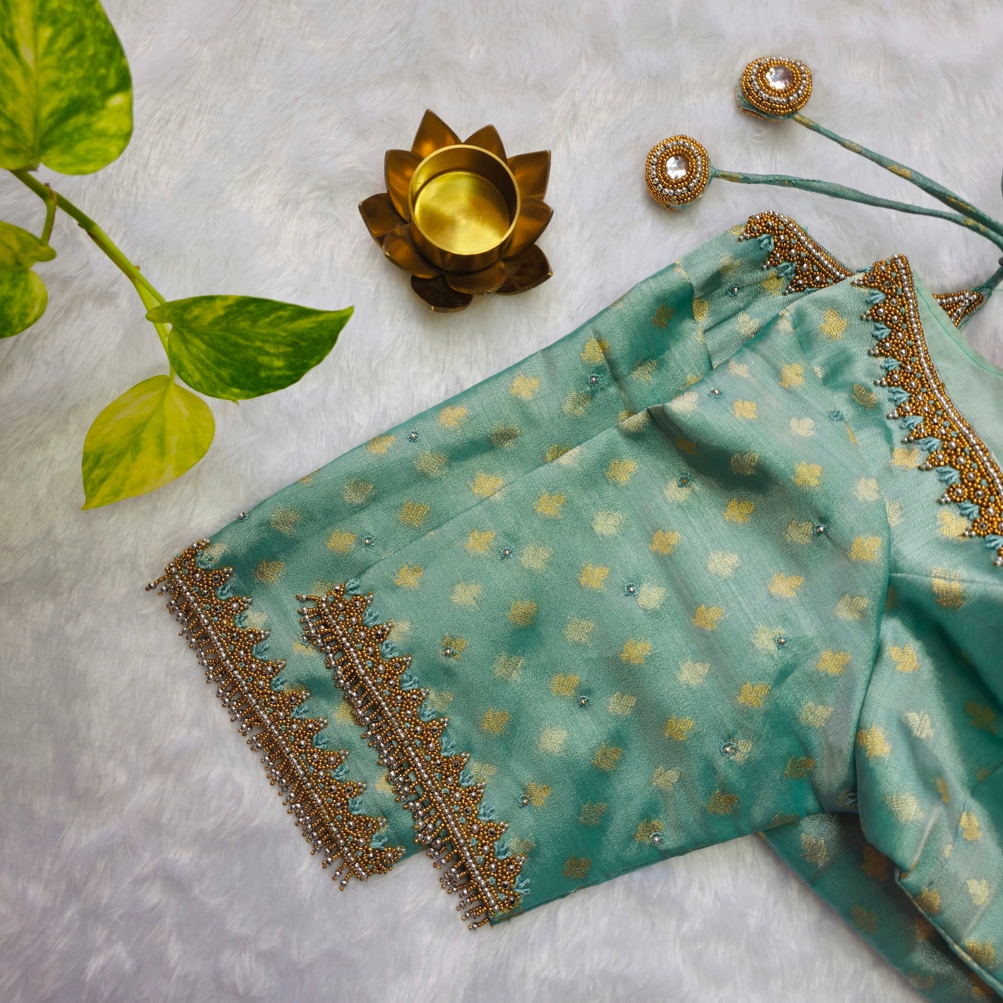 Blue Tissue Handwork Blouse