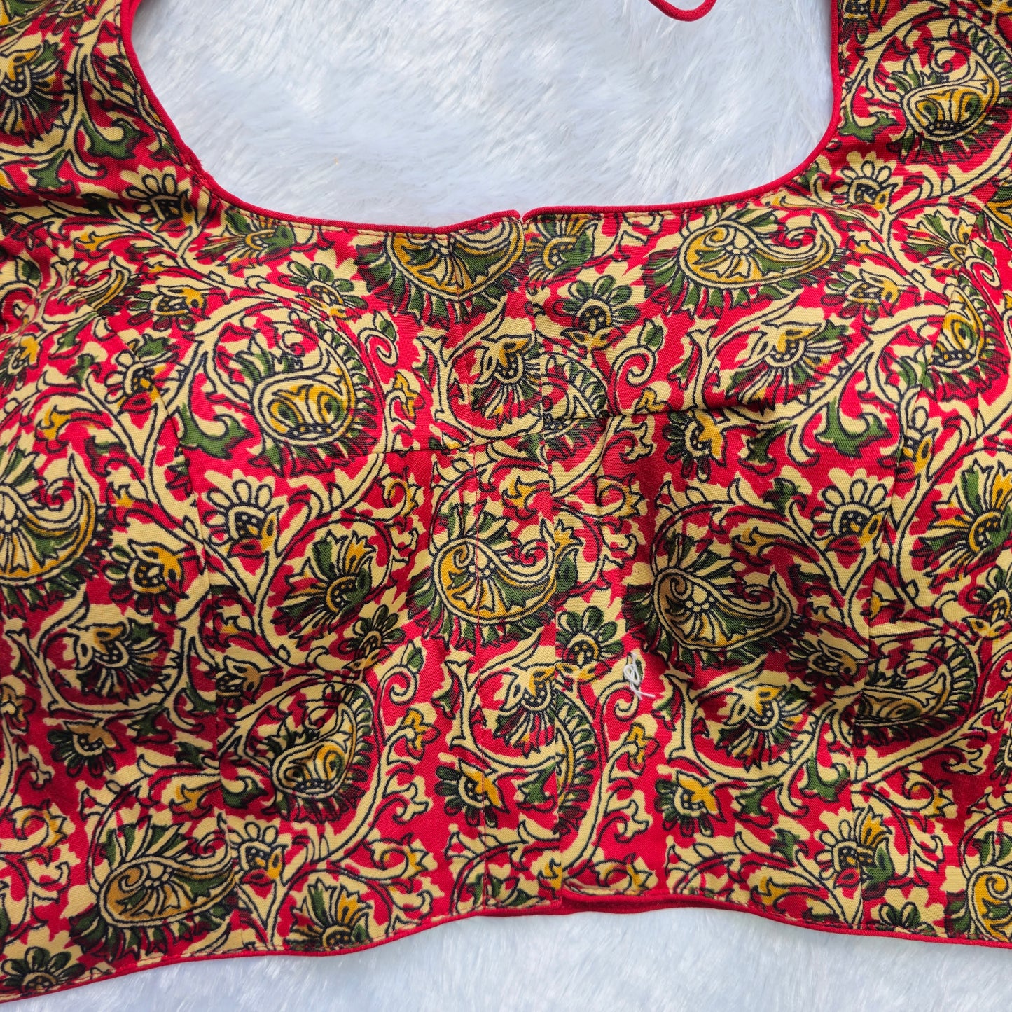 Red and Green Cotton Kalamkari Blouse