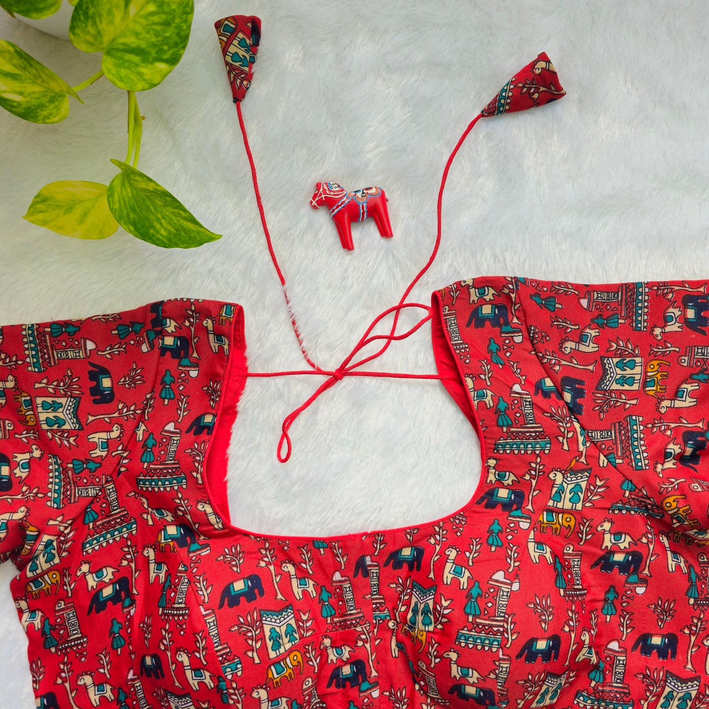 Red Cotton Kalamkari Blouse