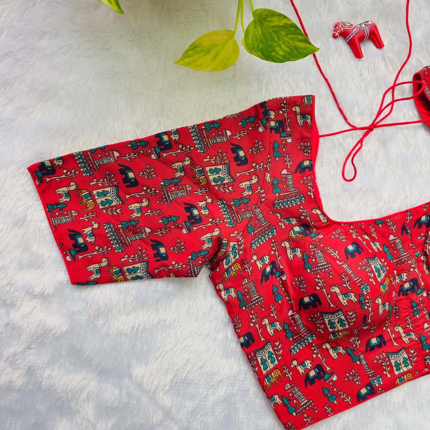 Red Cotton Kalamkari Blouse