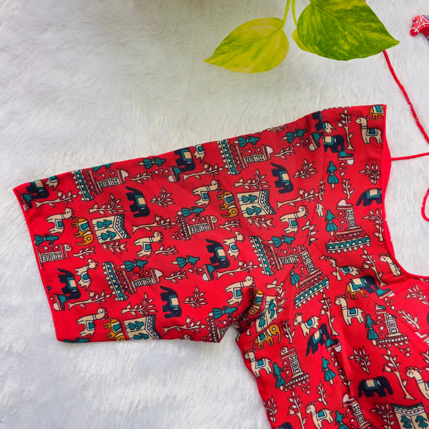 Red Cotton Kalamkari Blouse