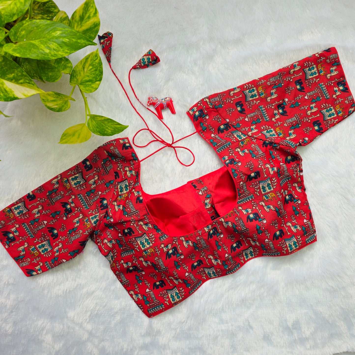 Red Cotton Kalamkari Blouse