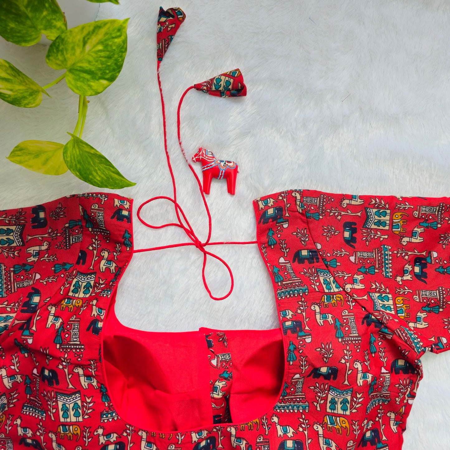 Red Cotton Kalamkari Blouse