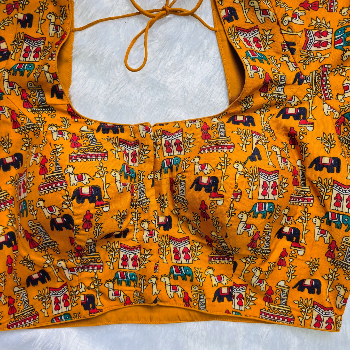 Yellow Cotton Kalamkari Blouse