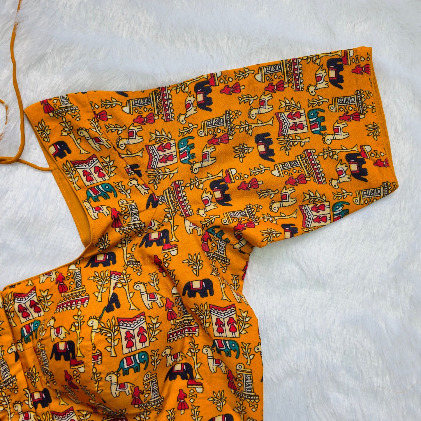 Yellow Cotton Kalamkari Blouse