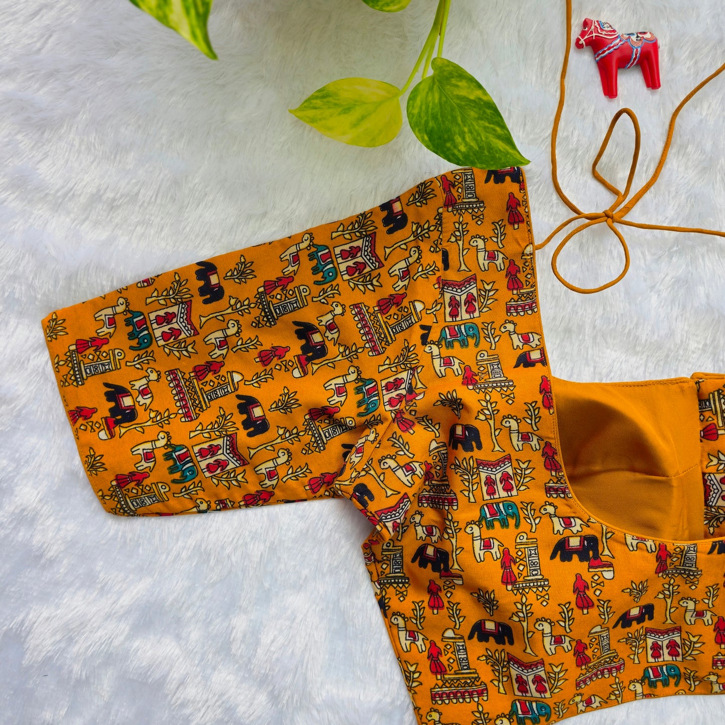 Yellow Cotton Kalamkari Blouse