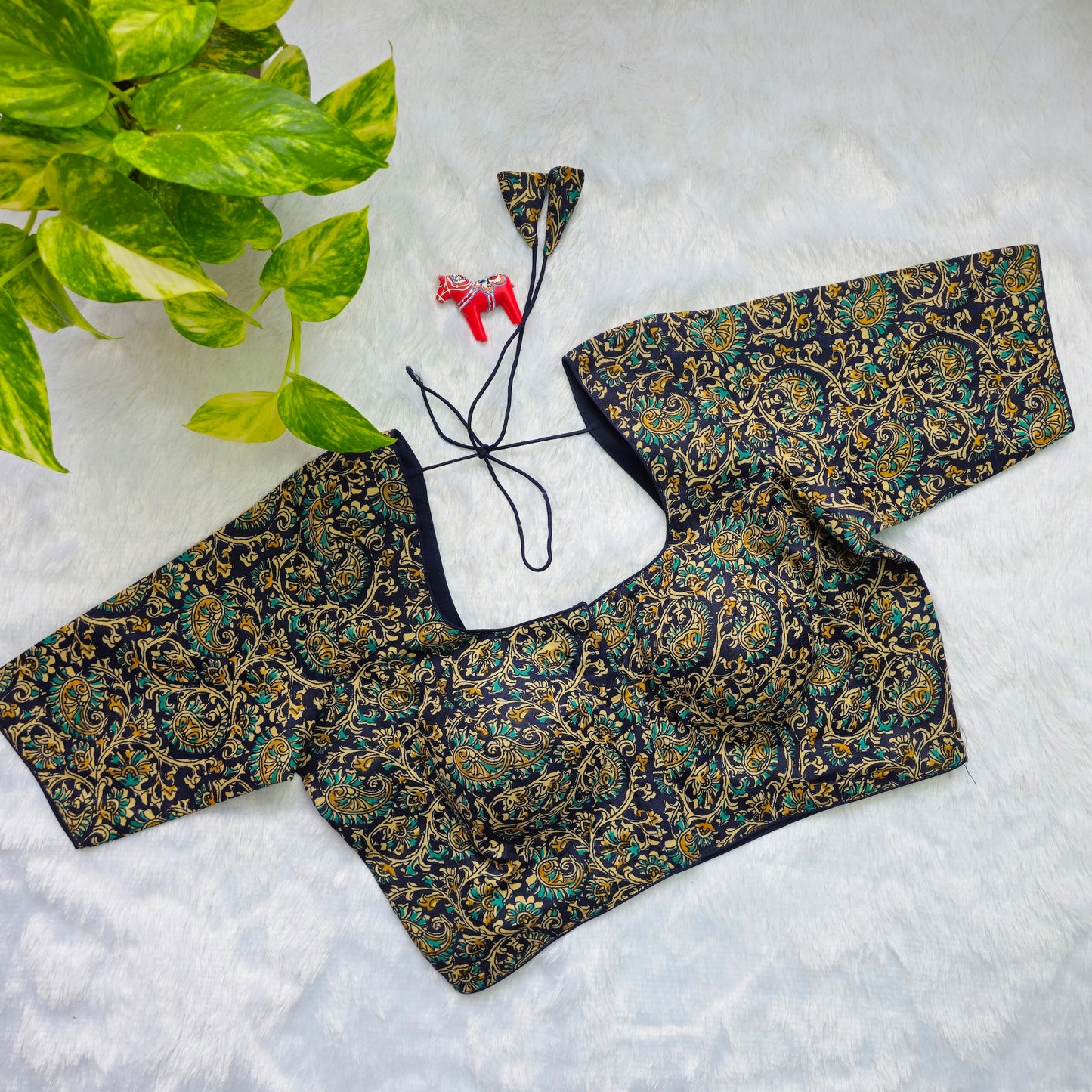 Blue Cotton Kalamkari Blouse