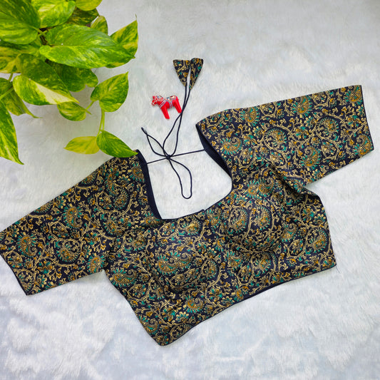 Blue Cotton Kalamkari Blouse