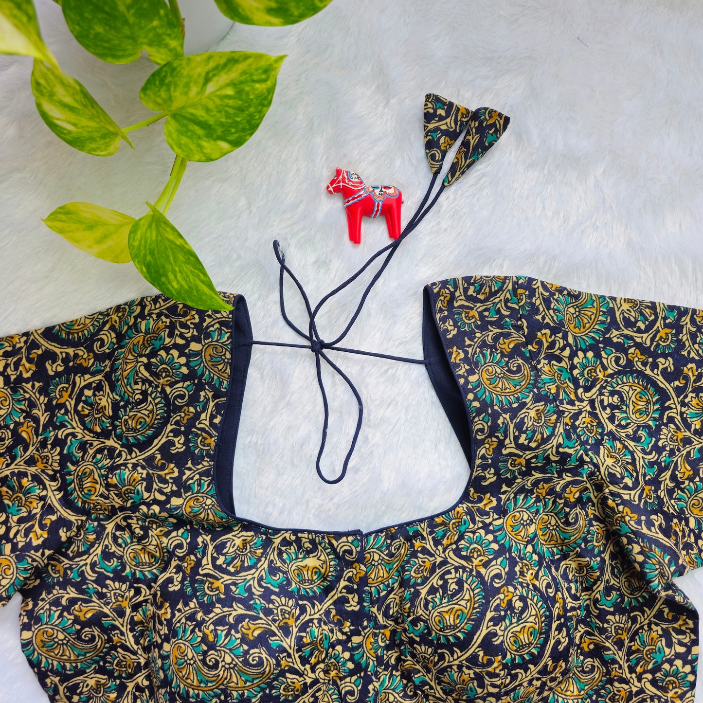 Blue Cotton Kalamkari Blouse