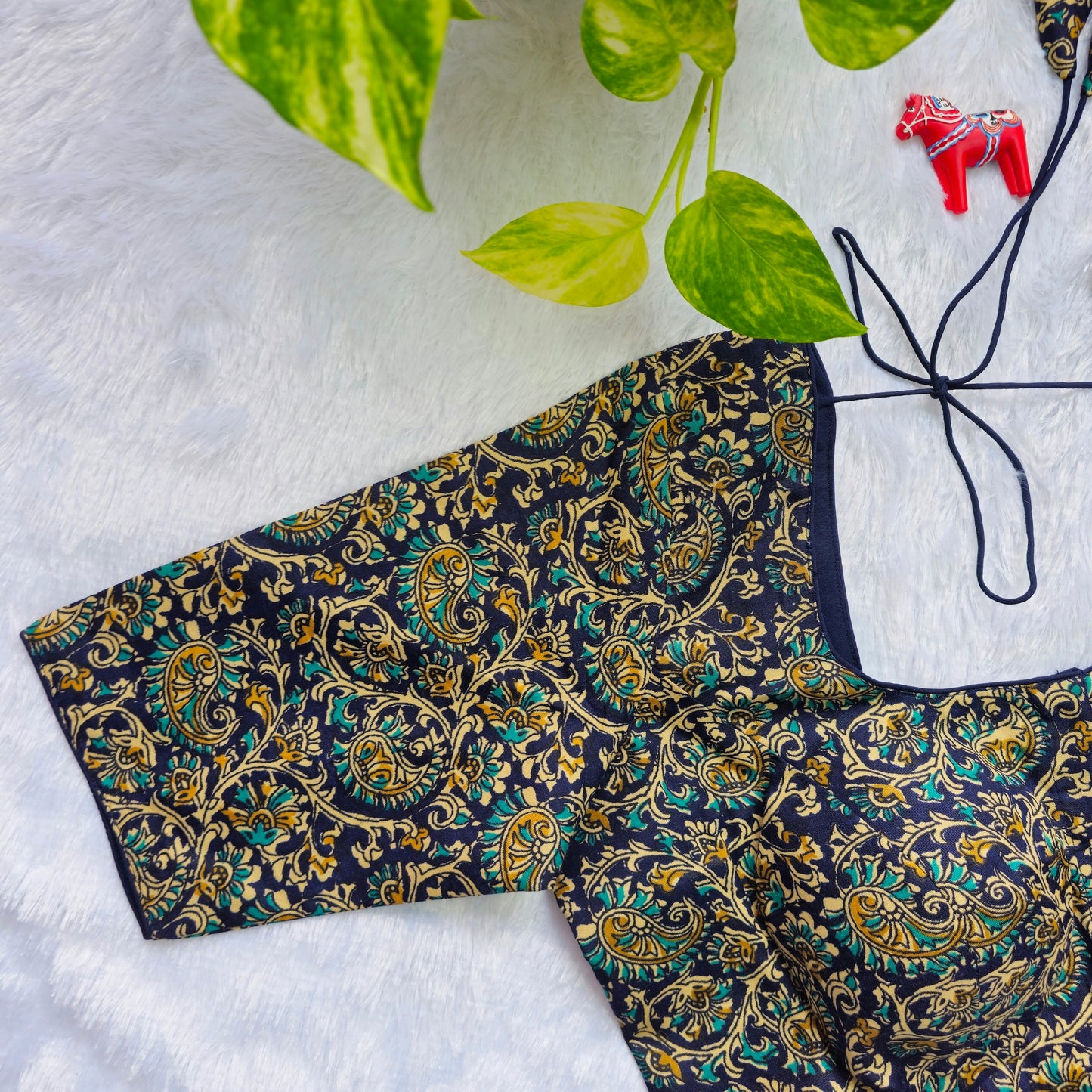 Blue Cotton Kalamkari Blouse