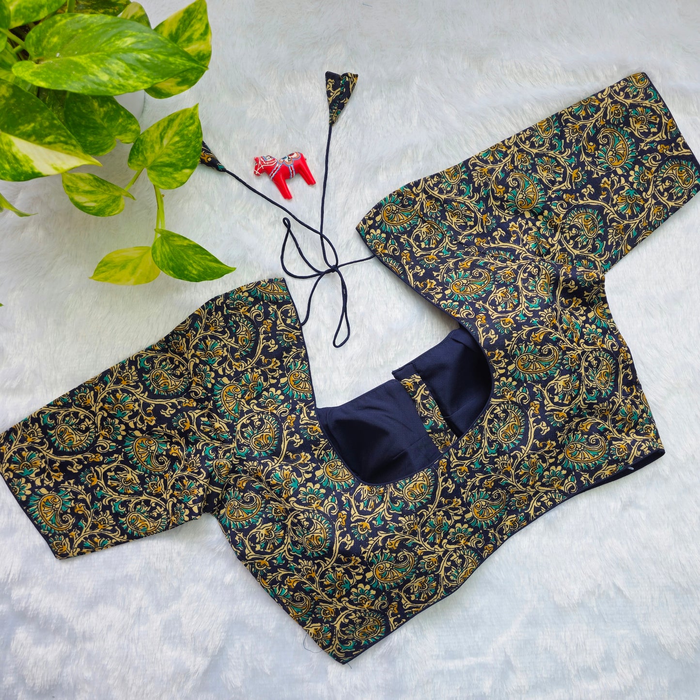 Blue Cotton Kalamkari Blouse