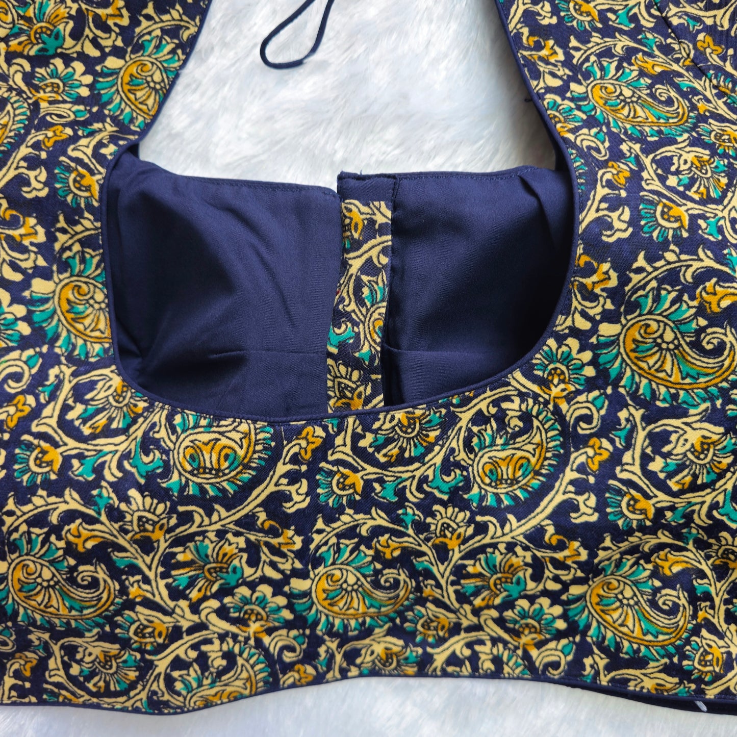 Blue Cotton Kalamkari Blouse