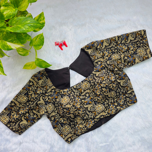 Black Cotton Kalamkari Blouse