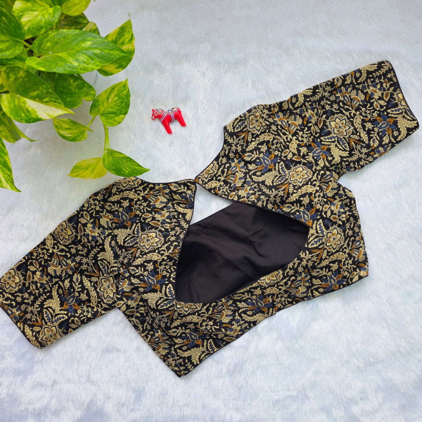 Black Cotton Kalamkari Blouse