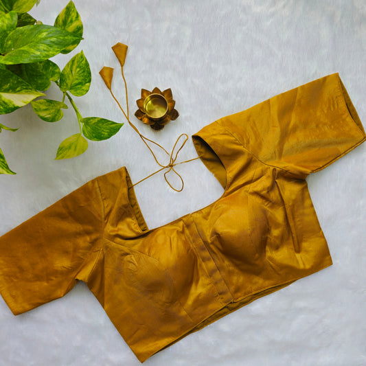 Dark Gold Tissue Plain Blouse