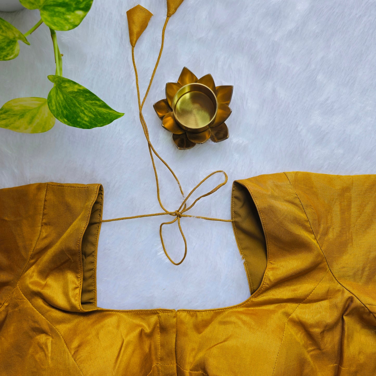 Dark Gold Tissue Plain Blouse