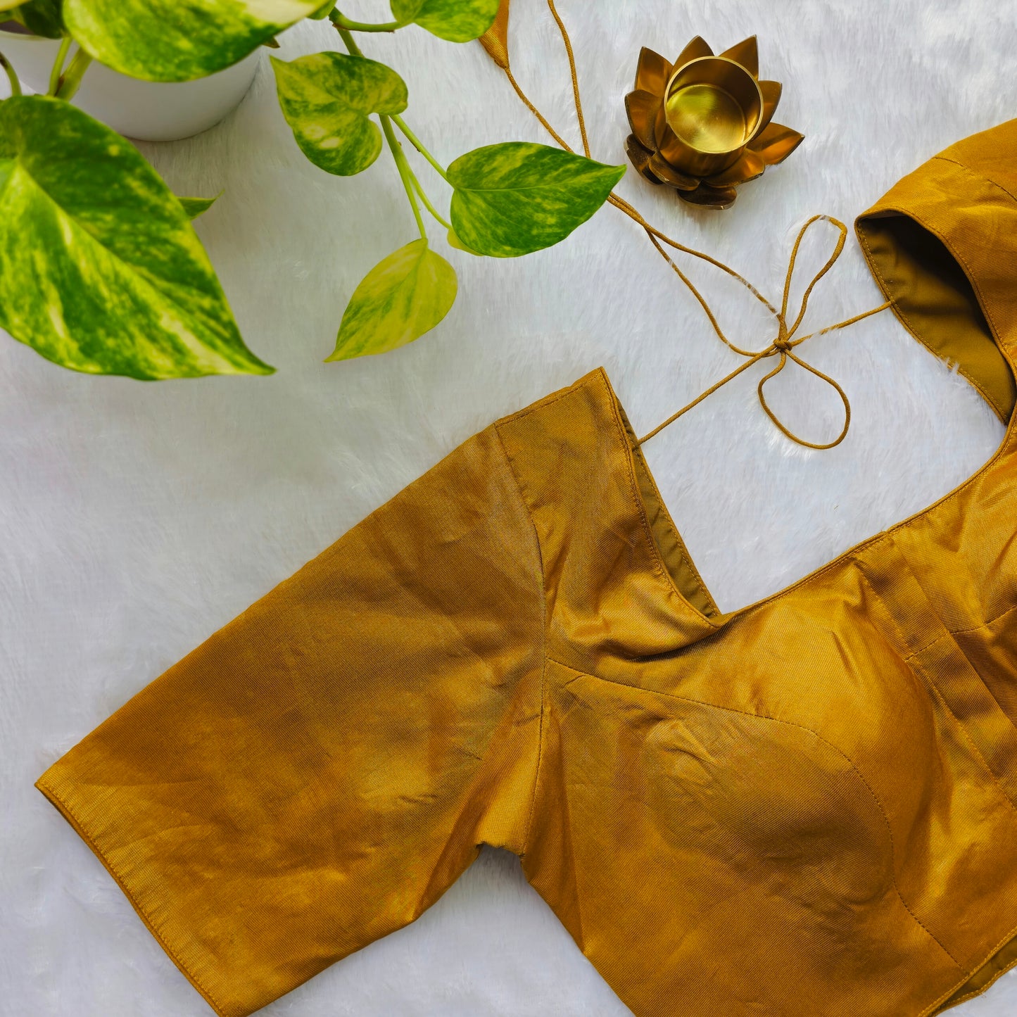 Dark Gold Tissue Plain Blouse