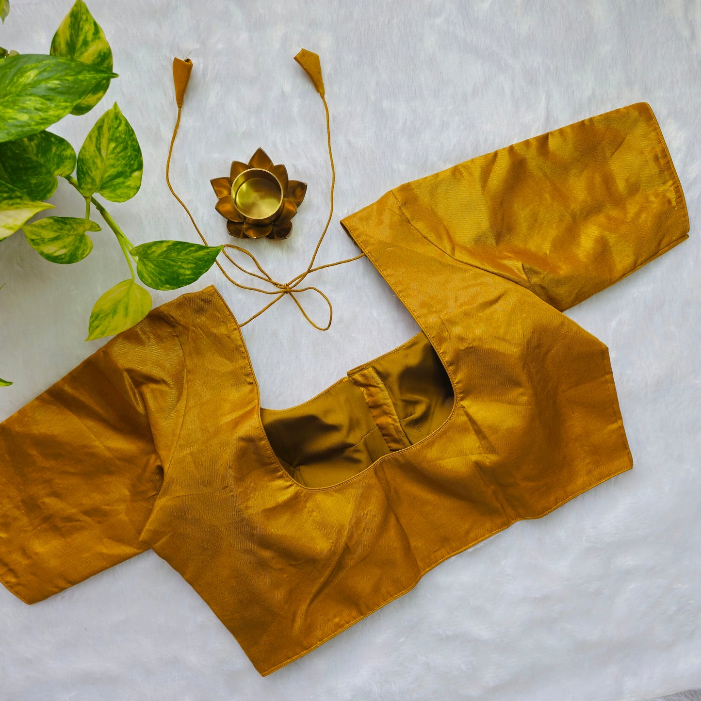 Dark Gold Tissue Plain Blouse