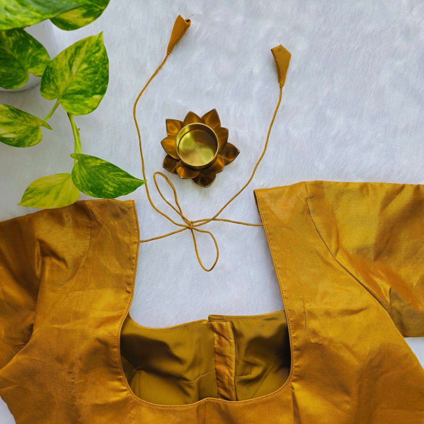 Dark Gold Tissue Plain Blouse