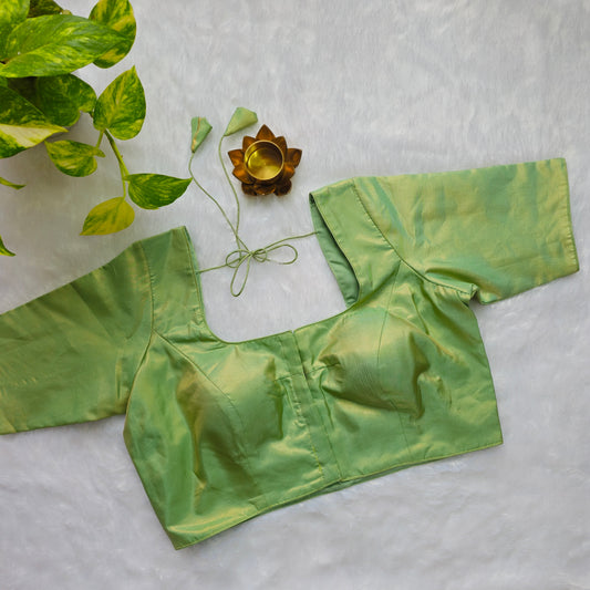 Pista Green Tissue Plain Blouse