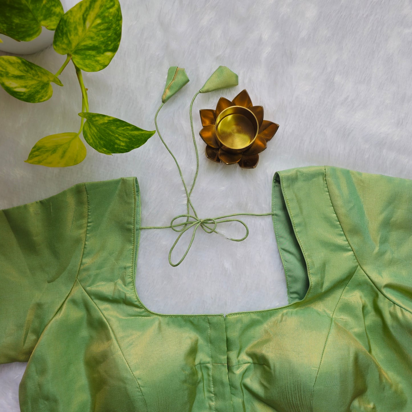 Pista Green Tissue Plain Blouse