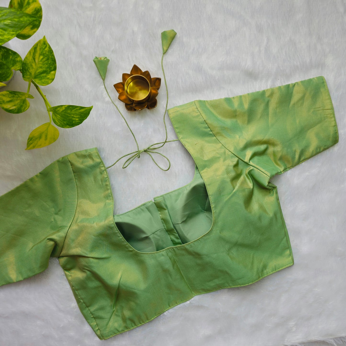 Pista Green Tissue Plain Blouse