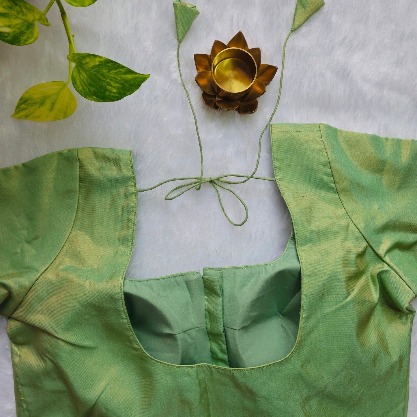 Pista Green Tissue Plain Blouse