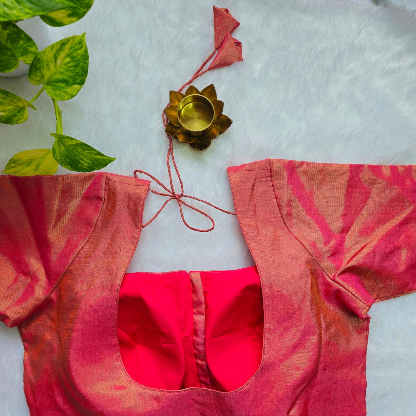 Pink Tissue Plain Blouse