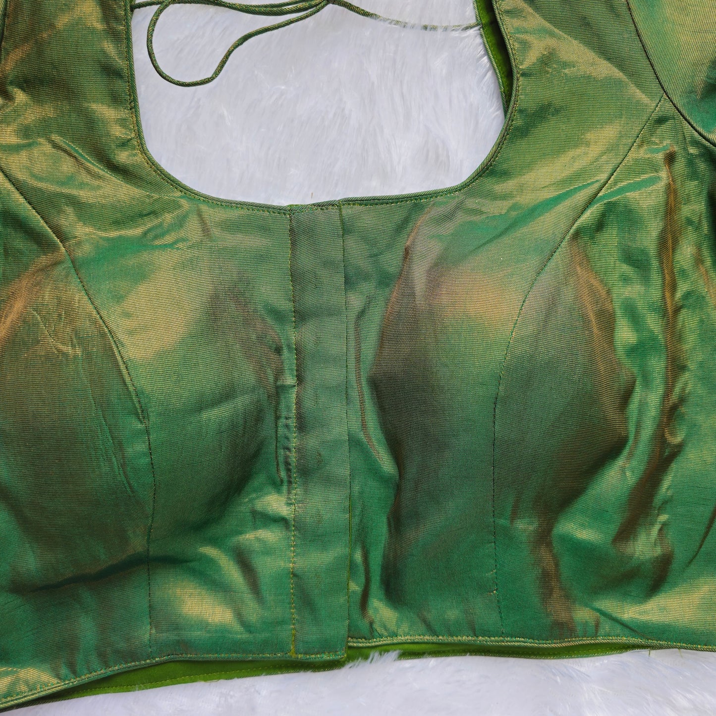 Dark Green Tissue Plain Blouse