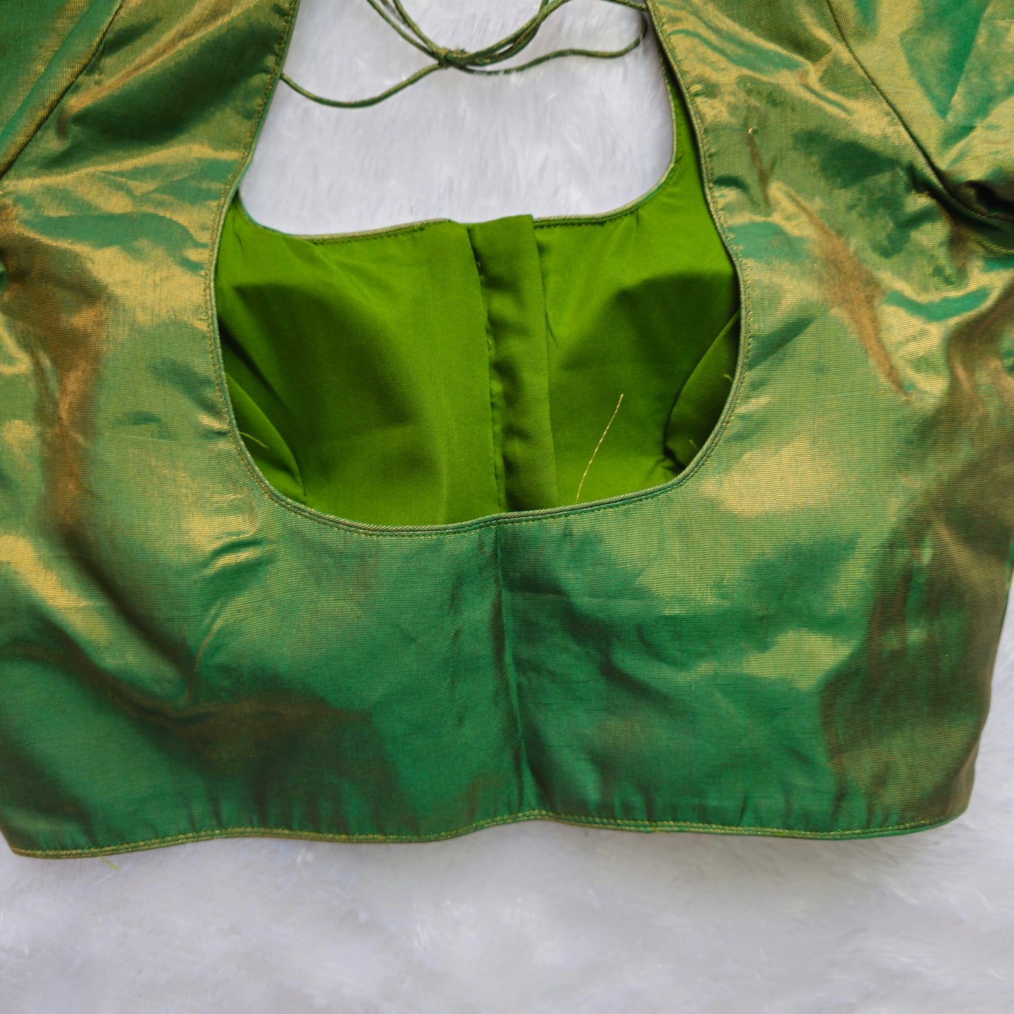 Dark Green Tissue Plain Blouse