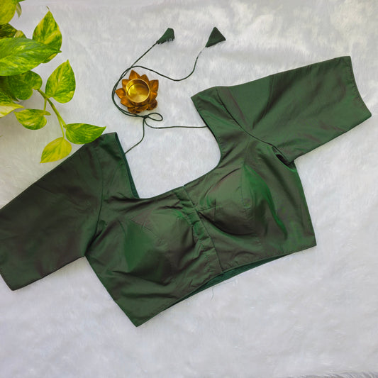 Bottle Green Plain Blouse