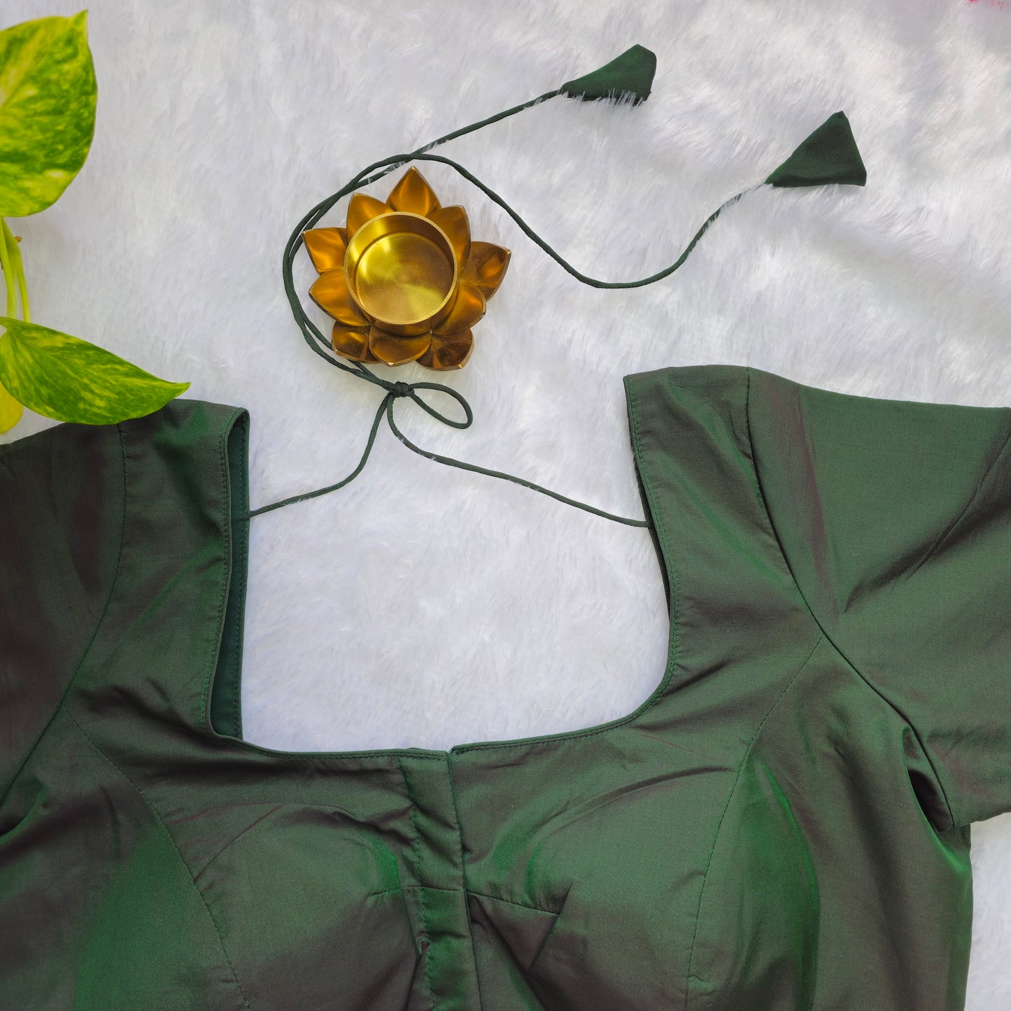Bottle Green Plain Blouse