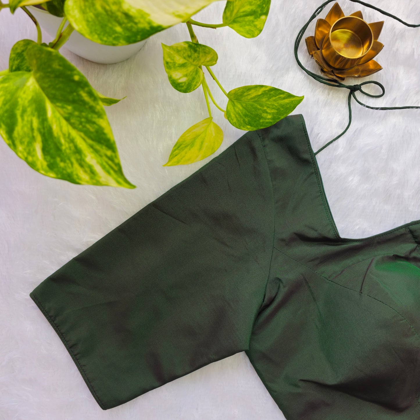 Bottle Green Plain Blouse