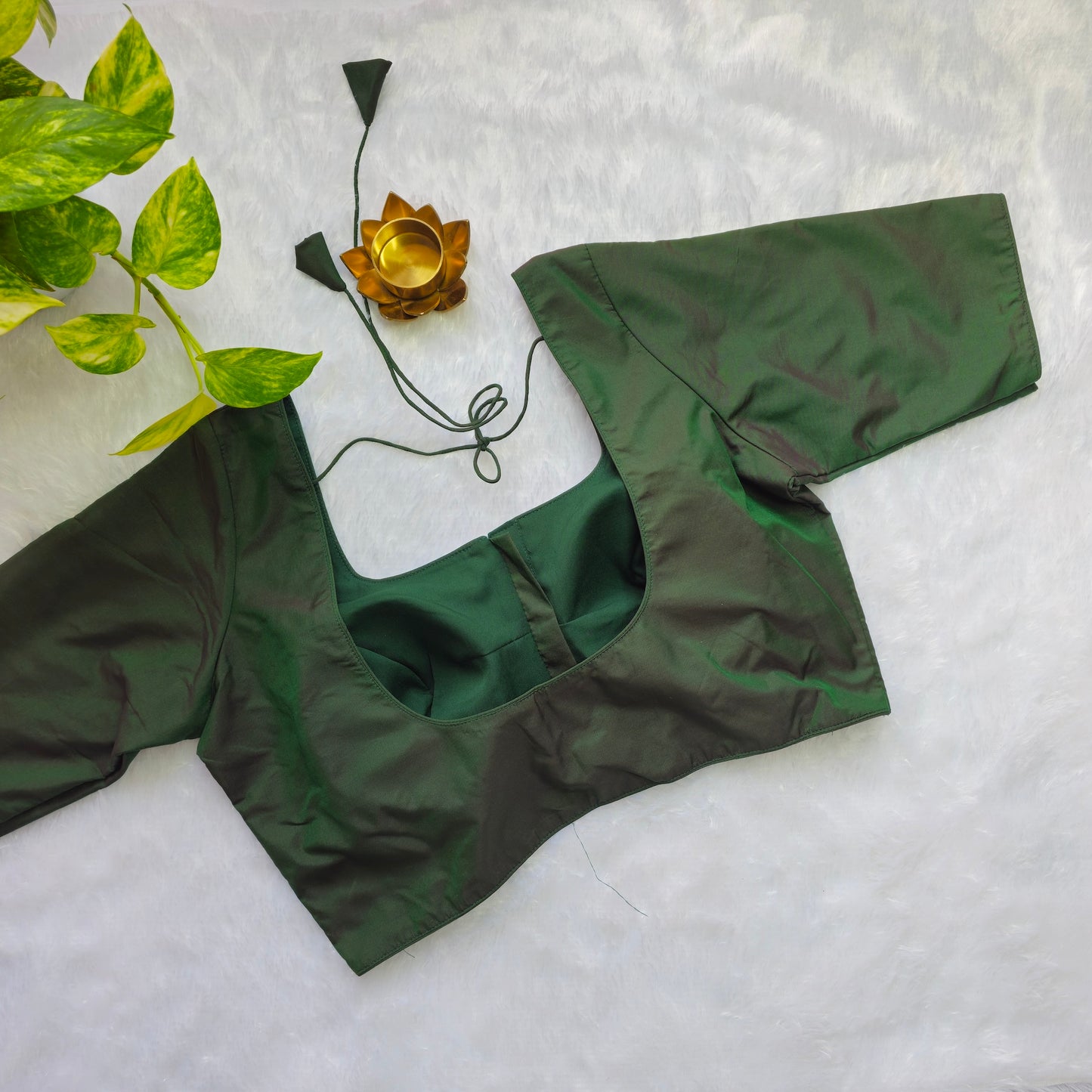 Bottle Green Plain Blouse