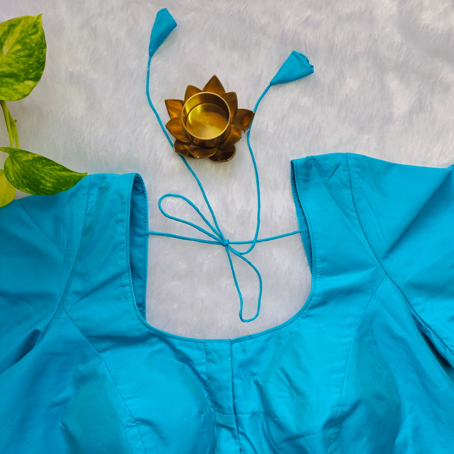 Cyan Blue Plain Blouse