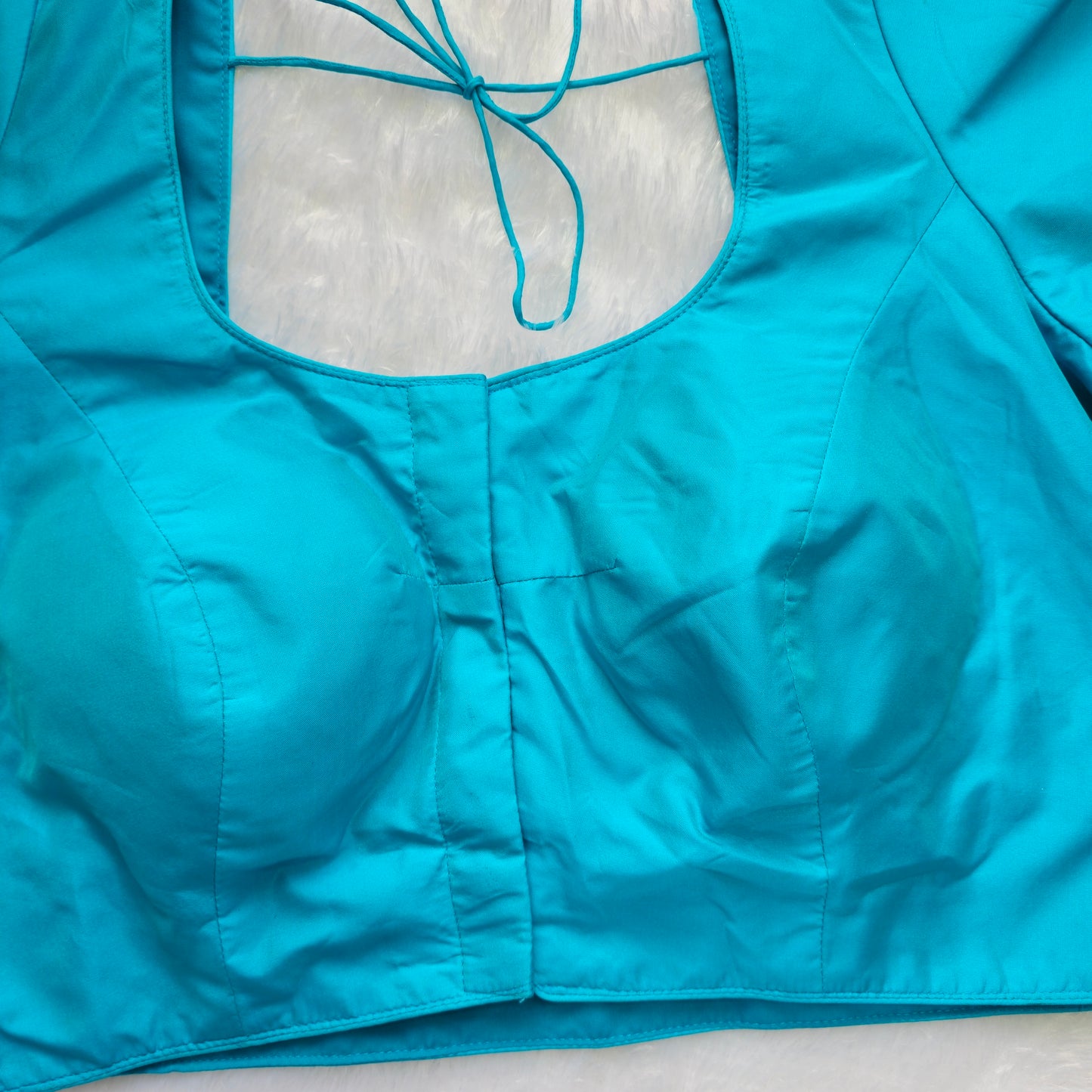Cyan Blue Plain Blouse