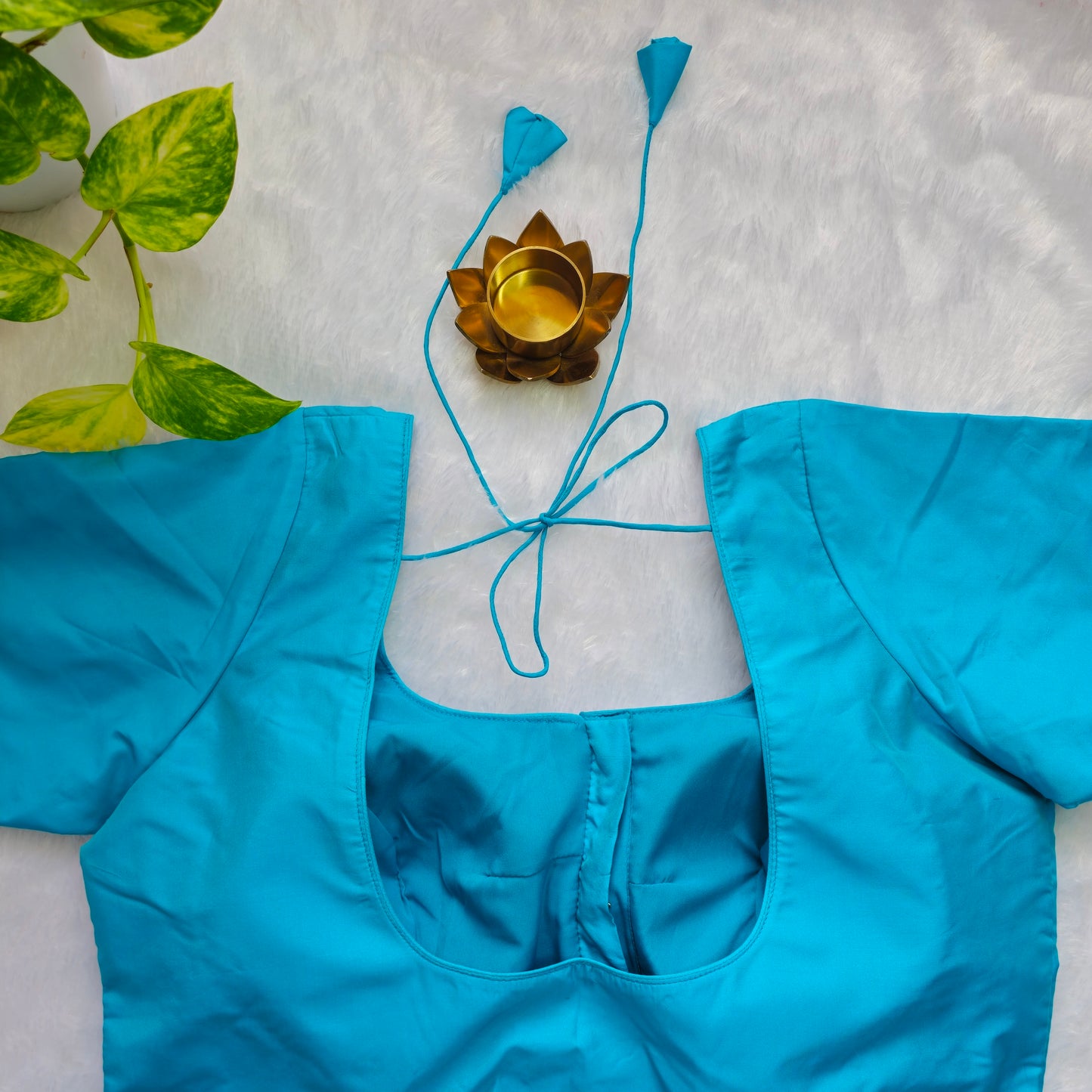 Cyan Blue Plain Blouse