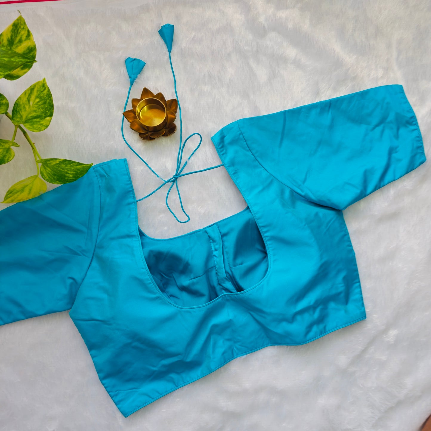 Cyan Blue Plain Blouse