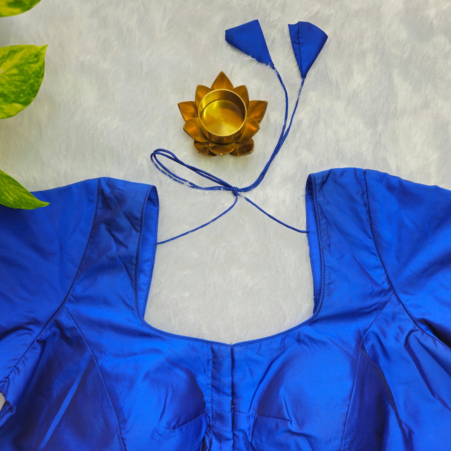Metallic Blue Plain Blouse
