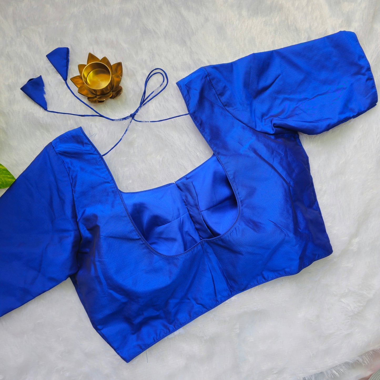 Metallic Blue Plain Blouse