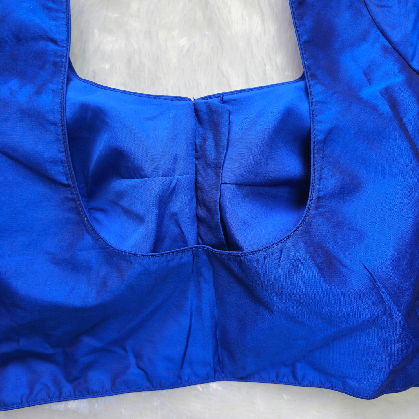 Metallic Blue Plain Blouse