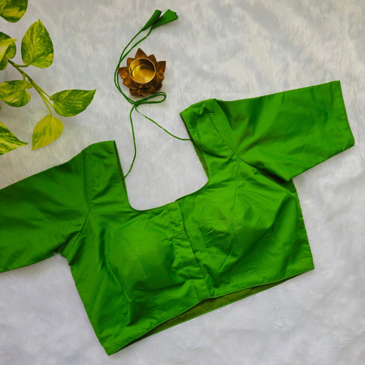 Parrot Green Plain Blouse