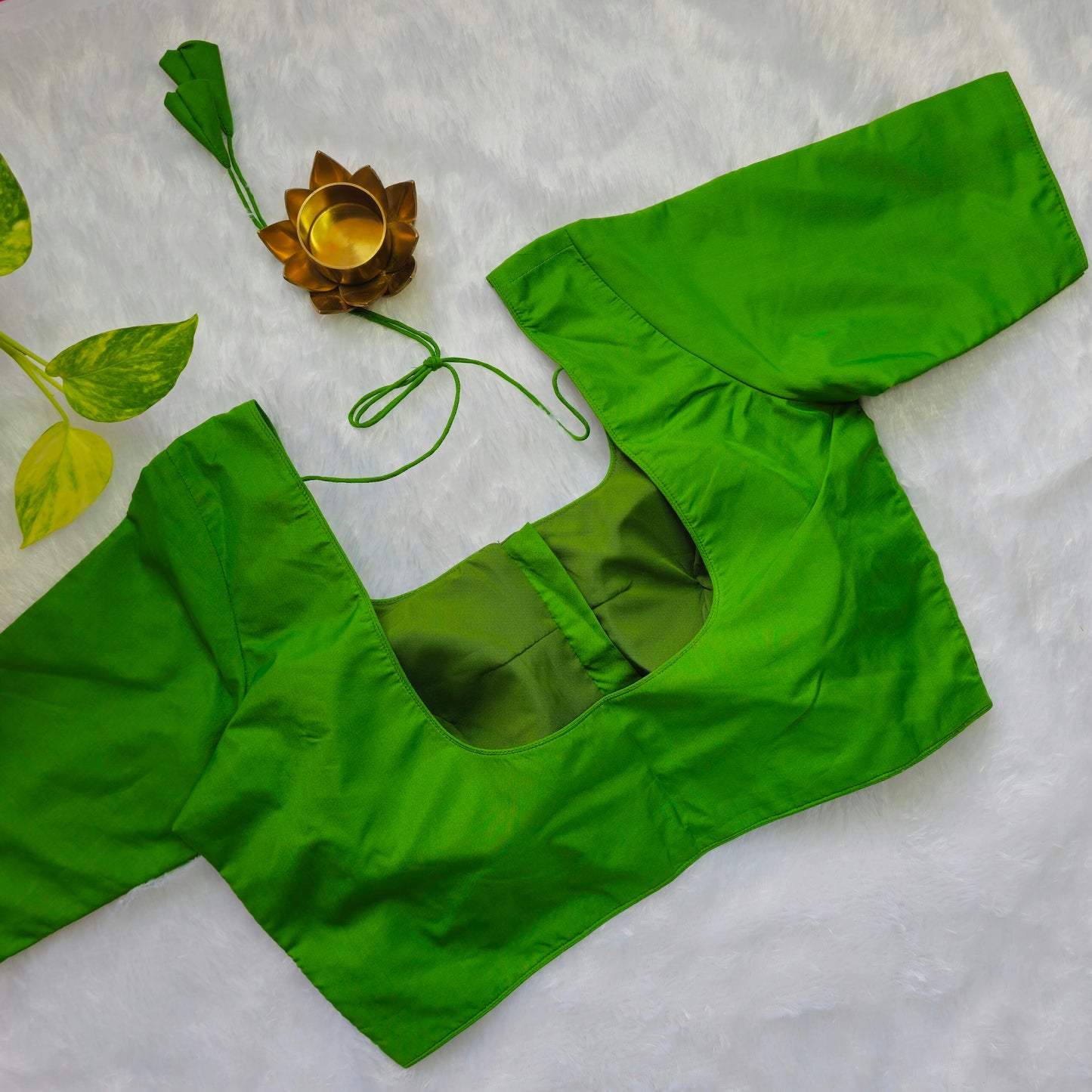 Parrot Green Plain Blouse