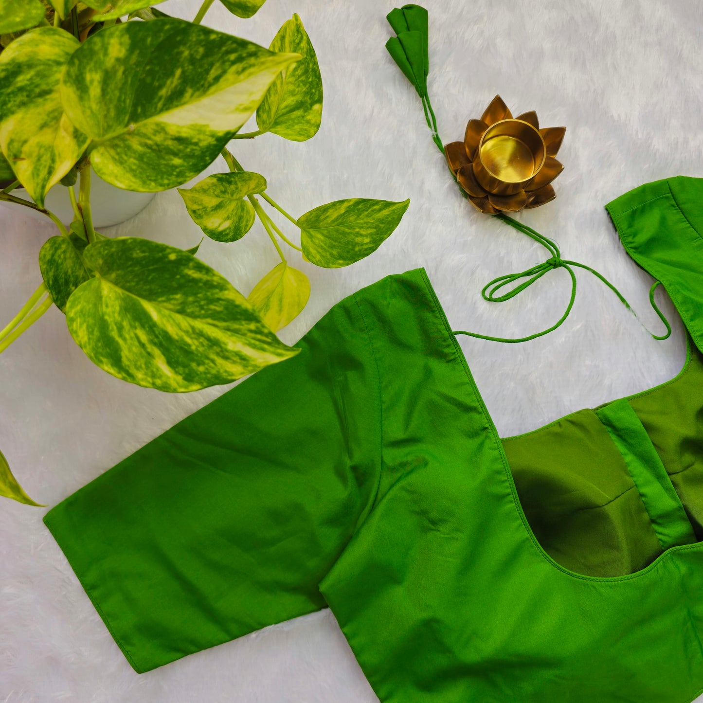 Parrot Green Plain Blouse